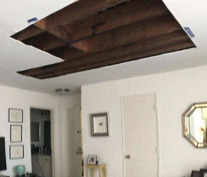 Wet portion of ceiling removed 